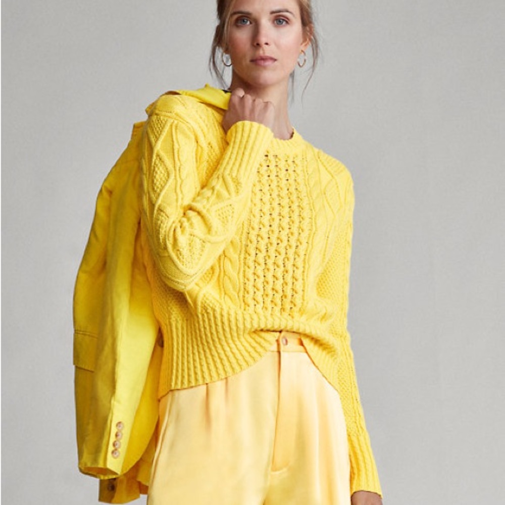 Polo by Ralph Lauren Yellow Cable Knit Sweater